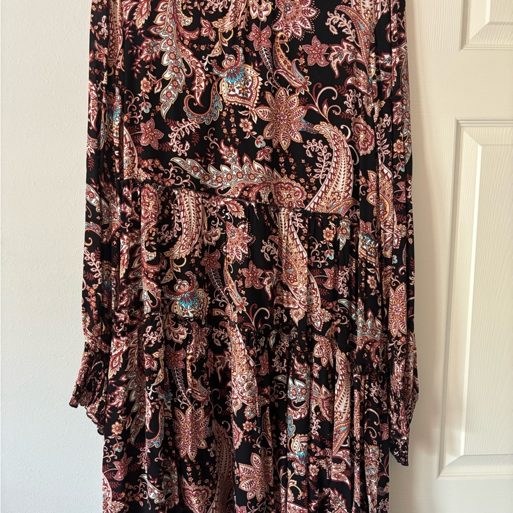 Floral Paisley Black and Pink Mini Dress